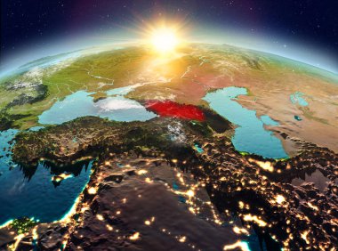 Gürcistan'dan gündoğumu uzayda