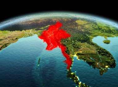 Planet Earth uzayda Myanmar