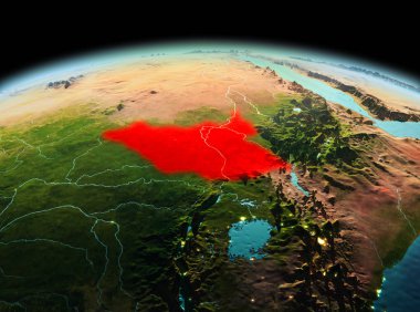 Planet Earth uzayda Güney Sudan