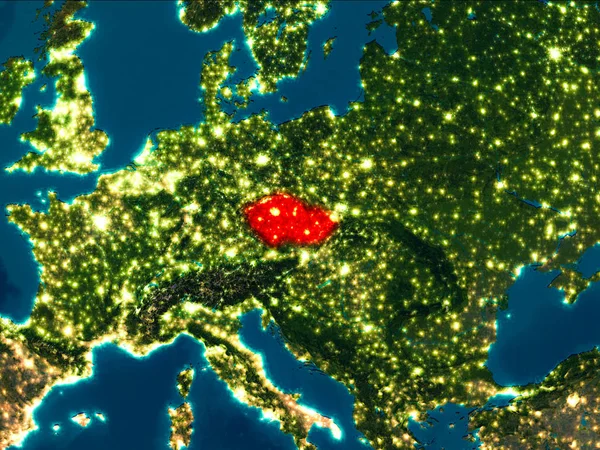 Чешская Республика в красном на ночь — стоковое фото