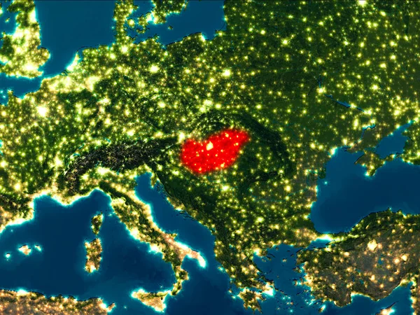 Węgry na czerwono w nocy — Zdjęcie stockowe
