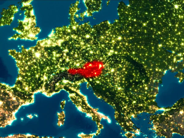 Austria na czerwono w nocy — Zdjęcie stockowe