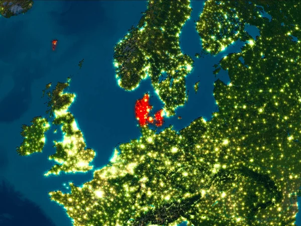 Danimarka kırmızı gece — Stok fotoğraf