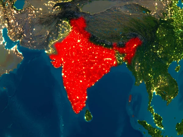 夜に赤でインド — ストック写真