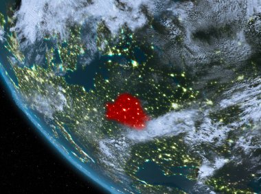 Dünya üzerindeki Beyaz Rusya'nın gece görünümü