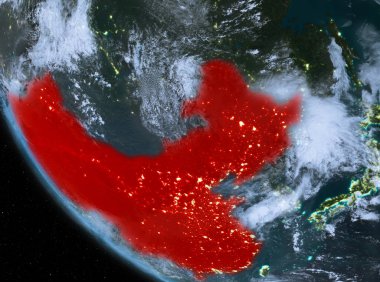 Çin dünya üzerindeki gece görünümü