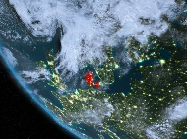 Danimarka yeryüzünde gece görünümü