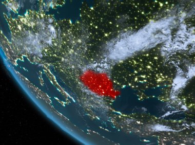 Romanya dünya üzerindeki gece görünümü