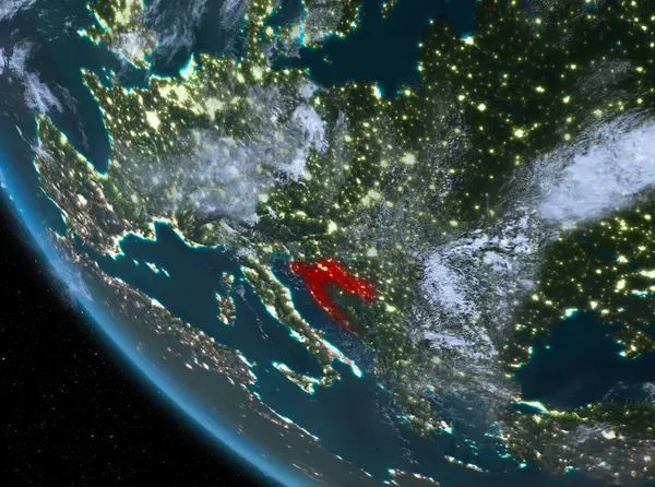 Hırvatistan dünya üzerindeki gece görünümü