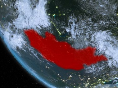 Moğolistan yeryüzünde gece görünümü