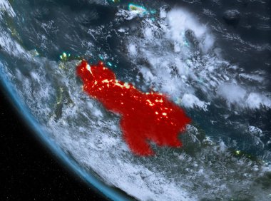 Venezuela yeryüzünde gece görünümü