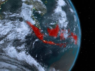 Gece boyunca dünya üzerinde Endonezya