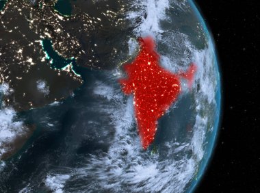 Gece boyunca Hindistan dünyadaki