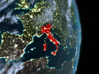 Gece boyunca dünya üzerinde İtalya