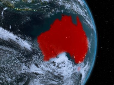 Gece boyunca Avustralya yeryüzünde