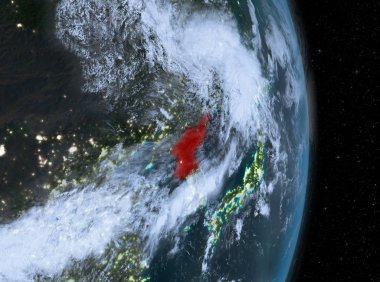 Gece boyunca Kuzey Kore yeryüzünde