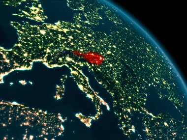 Avusturya yeryüzünde gece görünümü