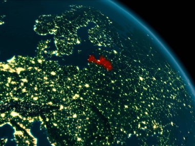 Letonya yeryüzünde gece görünümü