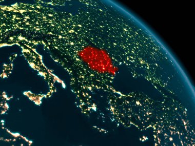 Romanya dünya üzerindeki gece görünümü