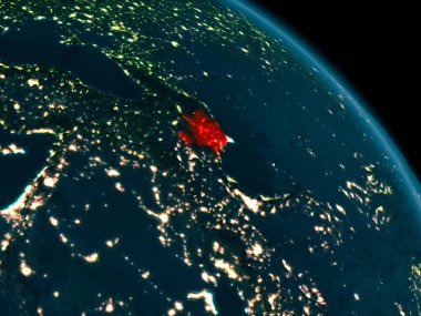 Yeryüzünde Azerbaycan'ın gece görünümü