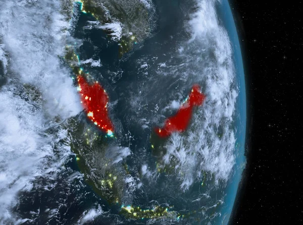 Nacht over Maleisië op aarde — Stockfoto