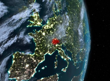 Gece boyunca İsviçre yeryüzünde