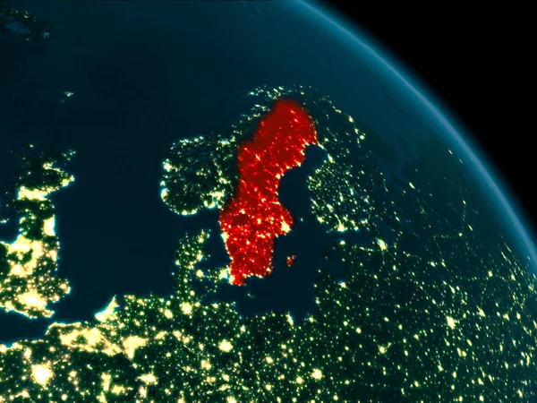 Wgląd nocy w Szwecji na ziemi — Zdjęcie stockowe