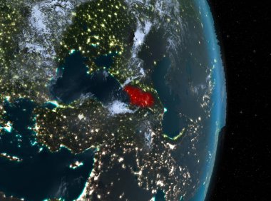 Gece boyunca dünya üzerindeki Gürcistan