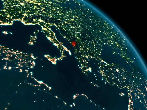 Ночной вид Монтенегро на Земле — стоковое фото