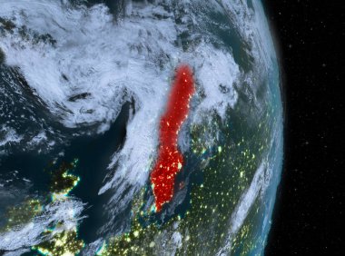 Gece boyunca İsveç yeryüzünde