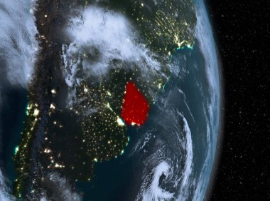 Gece boyunca dünya üzerinde Uruguay