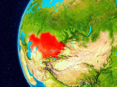 Kazakistan alan görünümünde kırmızı