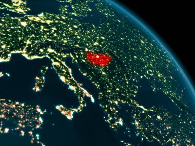 Macaristan yeryüzünde gece görünümü