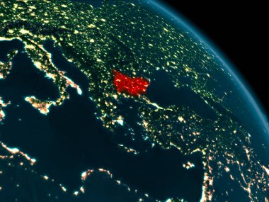 Bulgaristan dünya üzerindeki gece görünümü