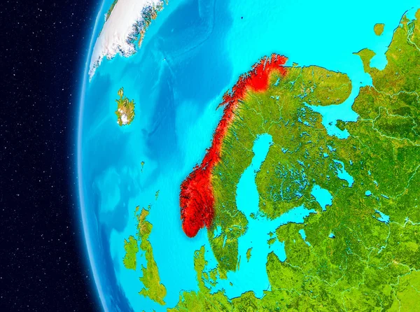 Widok miejsca Norwegii w kolorze czerwonym — Zdjęcie stockowe