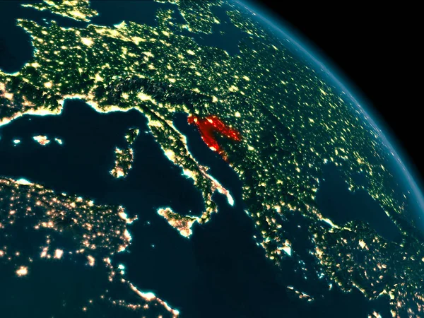 Hırvatistan dünya üzerindeki gece görünümü