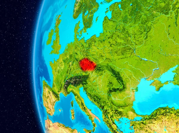 Zobacz miejsce Republiki Czeskiej w kolorze czerwonym — Zdjęcie stockowe