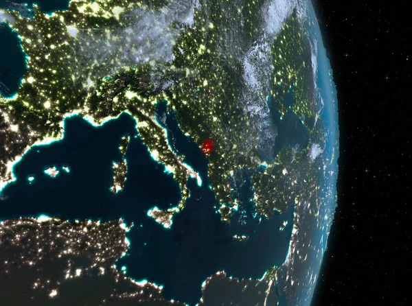 Noc nad Černou Horou na zemi — Stock fotografie