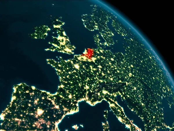 Nacht uitzicht van Nederland op aarde — Stockfoto