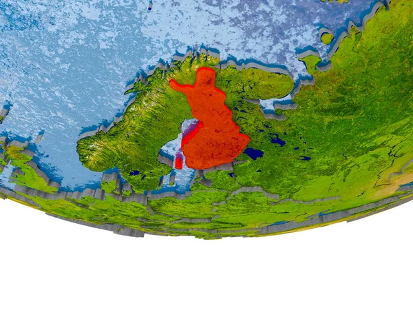 芬兰在红色地球模型 — 图库照片