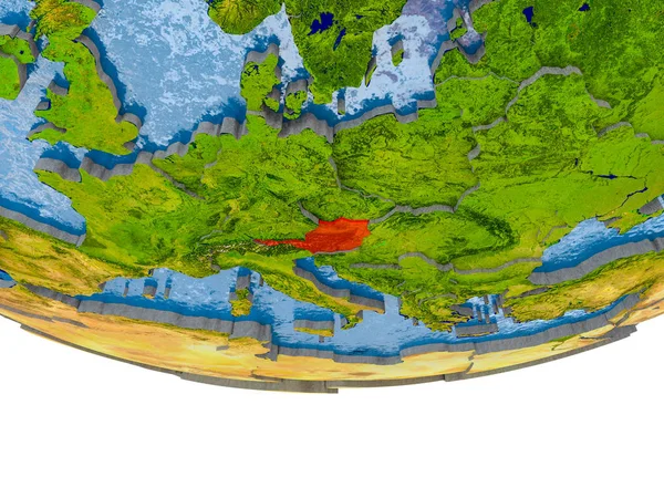 Austria in rosso sul modello Terra — Foto Stock