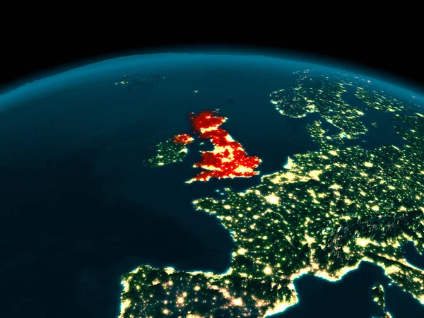 Oběžná dráha Spojeného království v noci — Stock fotografie