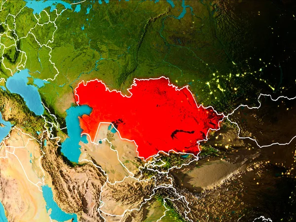 Mapa do Cazaquistão na Terra — Fotografia de Stock