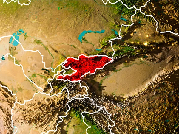 地球上のキルギスの地図 — ストック写真