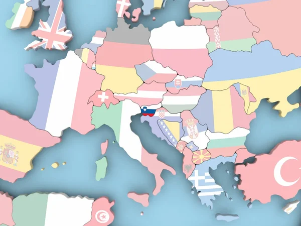 Mappa della Slovenia con bandiera sul globo — Foto Stock
