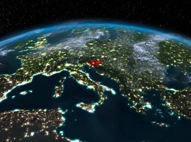 Slovenya gece uzaydan