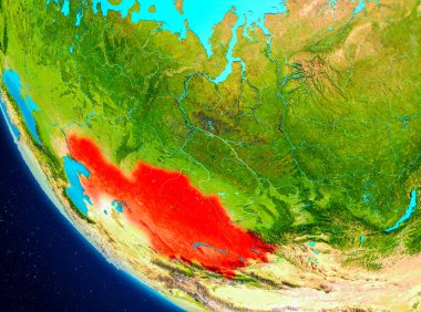 Kazakistan uzaydan Dünya üzerinde