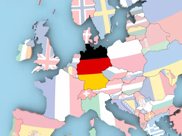 Map of Germany with flag on globe — Stock Photo, Image