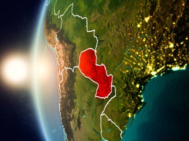 Günbatımı Paraguay uzaydan yukarıda