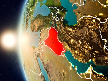 Günbatımı Irak uzaydan yukarıda